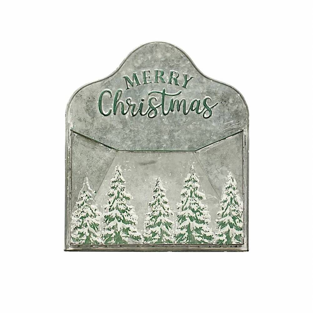 NEW CREATIVE CO-OP 'merry christmas embossed metal mailbox in grey